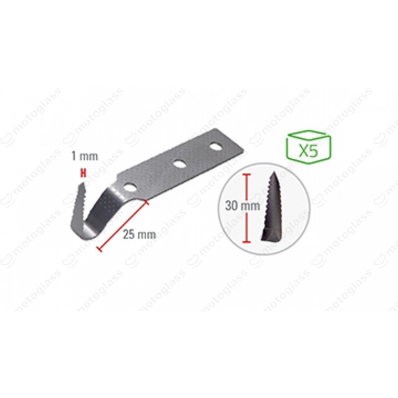 OSTRZA ZAPASOWE DO NOŻA BOCZNEGO 5szt 30mm (ząbkowane, wygięte)