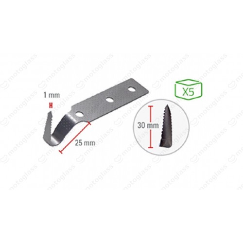 OSTRZA ZAPASOWE DO NOŻA BOCZNEGO 5szt 30mm (ząbkowane, wygięte)